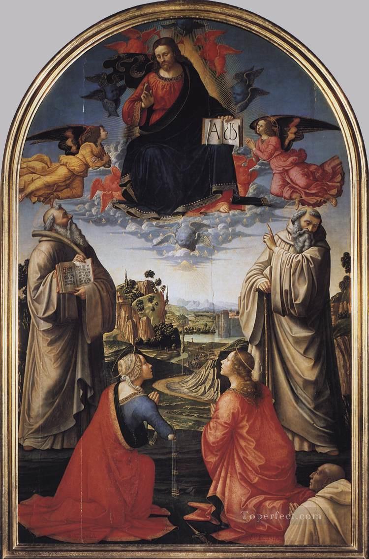 Christus im Himmel mit vier Heiligen und einem Stifter Religiosen Domenico Ghirlandaio Ölgemälde